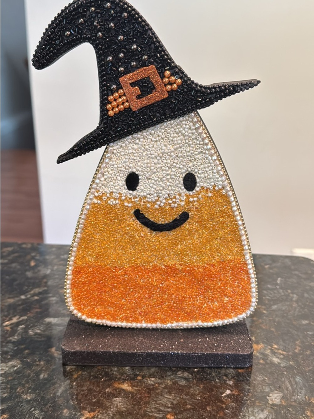Beaded witch candy corn Halloween decorative NEW 10”